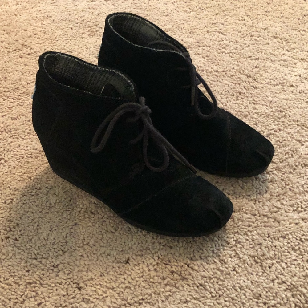 Toms black suede booties. Only worn a few times.